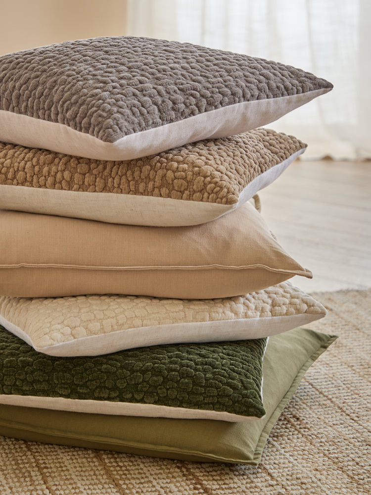 Abstract Beige Cushions - Pebble Textured Chenille Polyester Filled Cushion Stone Yard