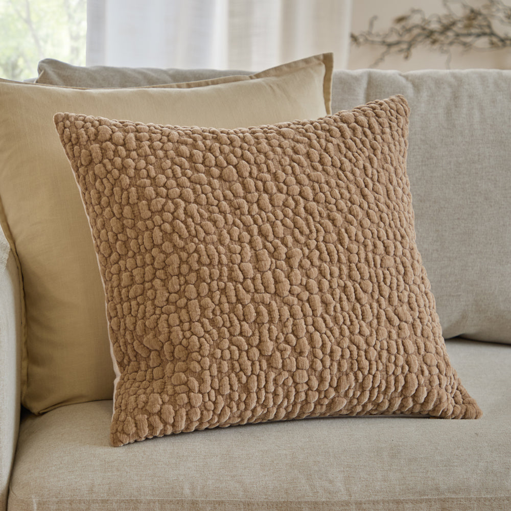 Abstract Beige Cushions - Pebble Textured Chenille Polyester Filled Cushion Stone Yard