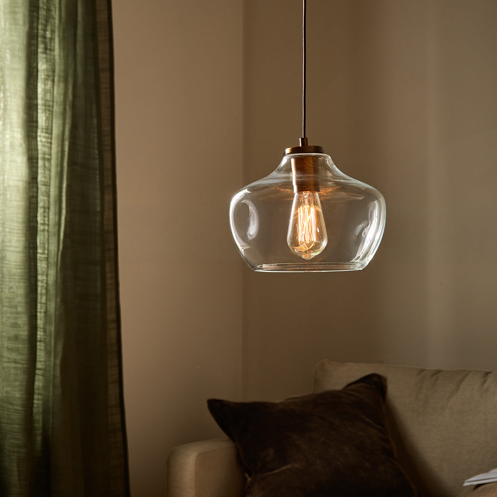 Plain Cream Lighting - Penryn Glass Pendant Ceiling Light Clear Yard
