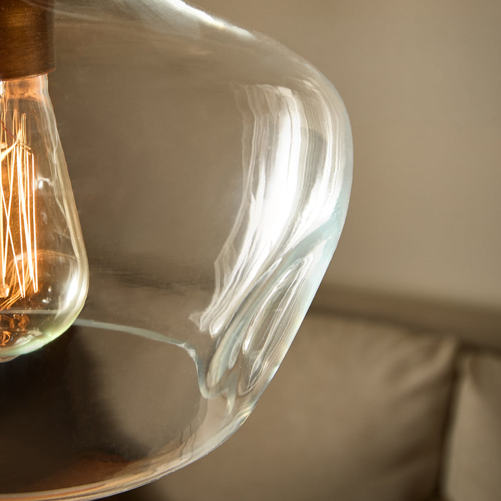 Plain Cream Lighting - Penryn Glass Pendant Ceiling Light Clear Yard