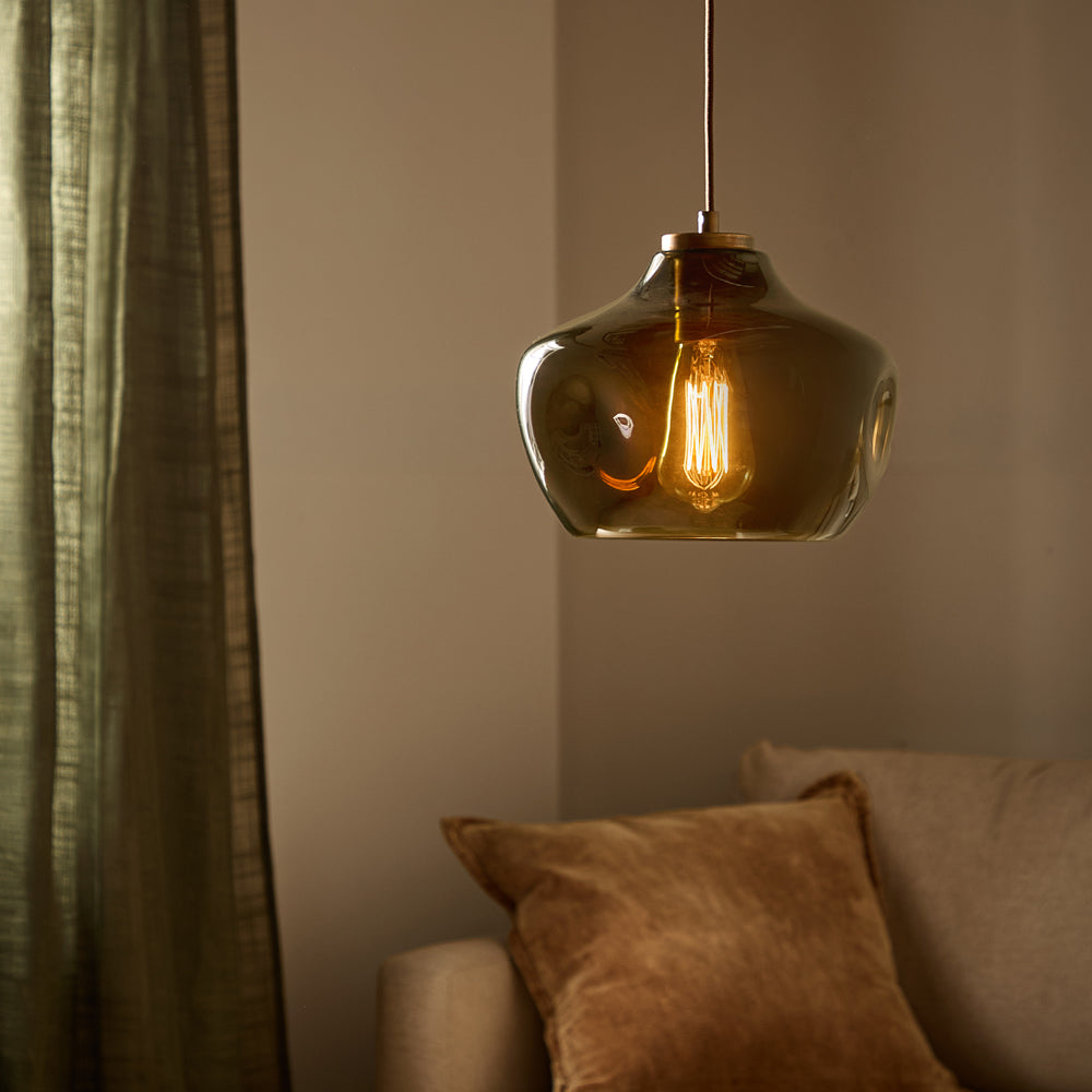 Plain Green Lighting - Penryn Glass Pendant Ceiling Light Moss Yard