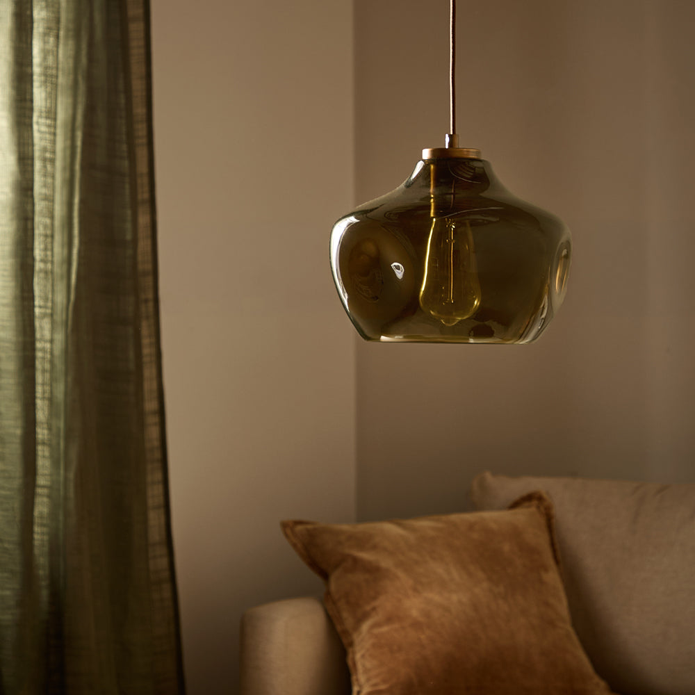 Plain Green Lighting - Penryn Glass Pendant Ceiling Light Moss Yard