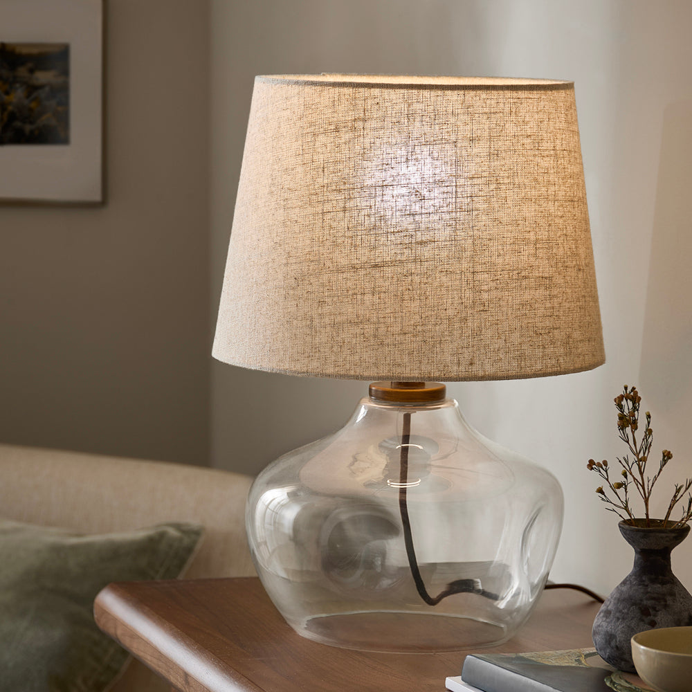 Plain Cream Lighting - Penryn Glass Wired Table Lamp Clear Yard