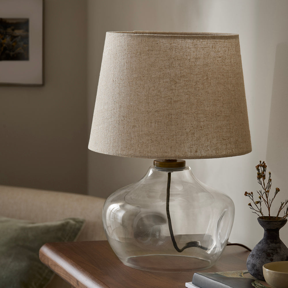 Plain Cream Lighting - Penryn Glass Wired Table Lamp Clear Yard