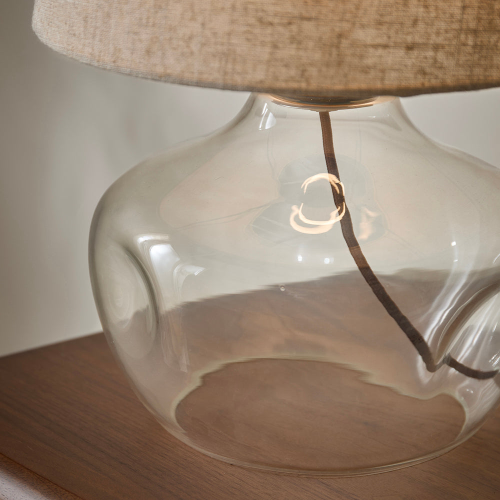 Plain Cream Lighting - Penryn Glass Wired Table Lamp Clear Yard