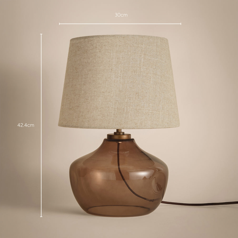 Plain Brown Lighting - Penryn Glass Wired Table Lamp Smoked Brown Yard