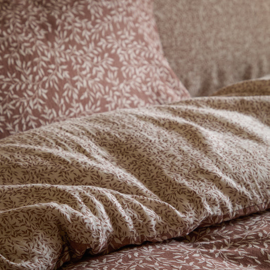 Floral Orange Bedding - Perrie Leaf Muslin 100% Cotton Duvet Cover Set Cinnamon Yard