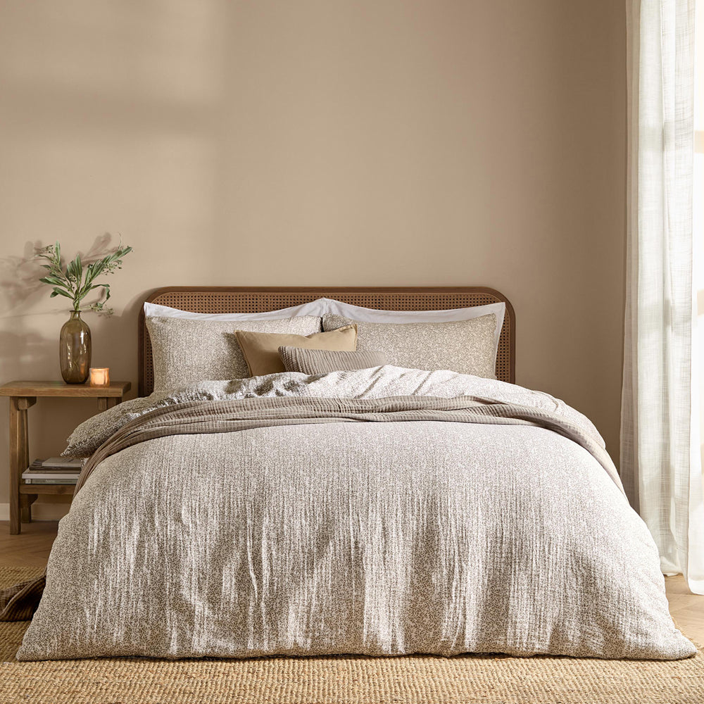 Floral Brown Bedding - Perrie Leaf Muslin 100% Cotton Duvet Cover Set Mole Yard