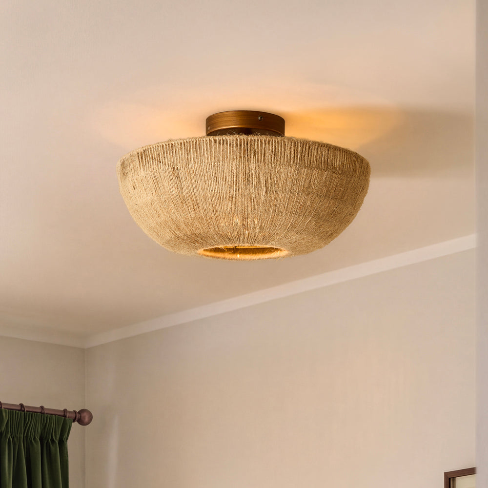 Plain Beige Lighting - Purbeck Hemp String Ceiling Light Light Hemp Yard