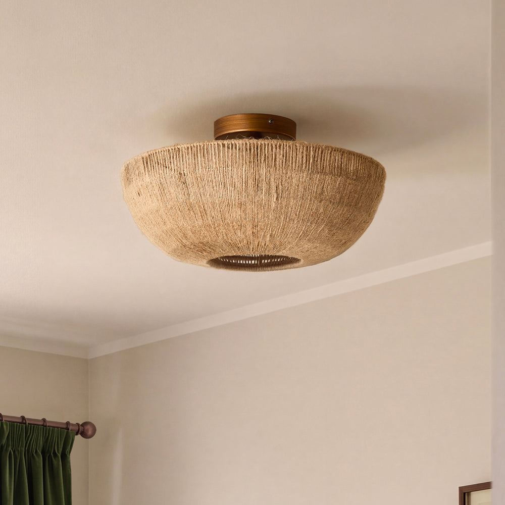 Plain Beige Lighting - Purbeck Hemp String Ceiling Light Light Hemp Yard