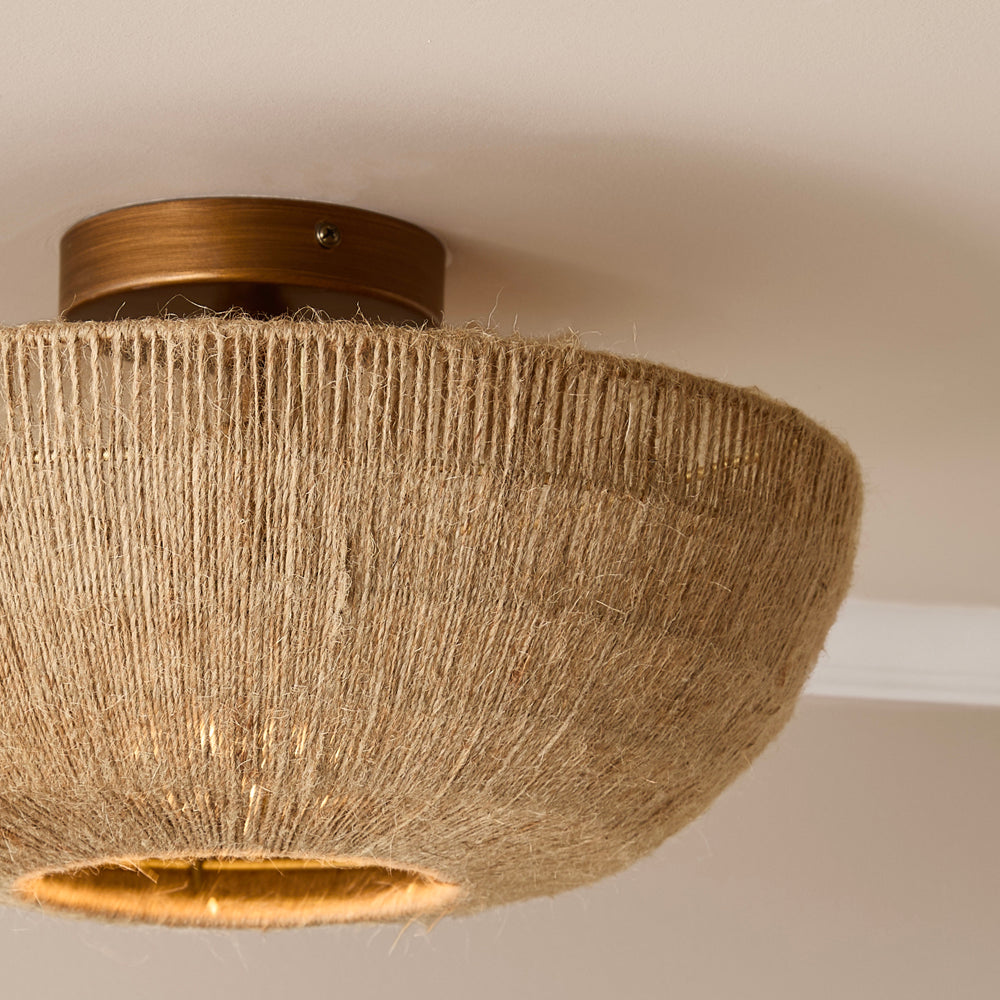 Plain Beige Lighting - Purbeck Hemp String Ceiling Light Light Hemp Yard