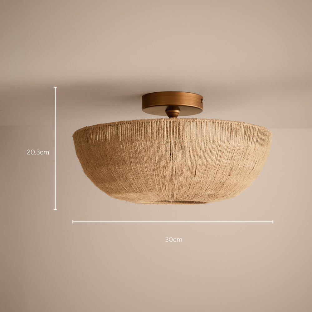 Plain Beige Lighting - Purbeck Hemp String Ceiling Light Light Hemp Yard