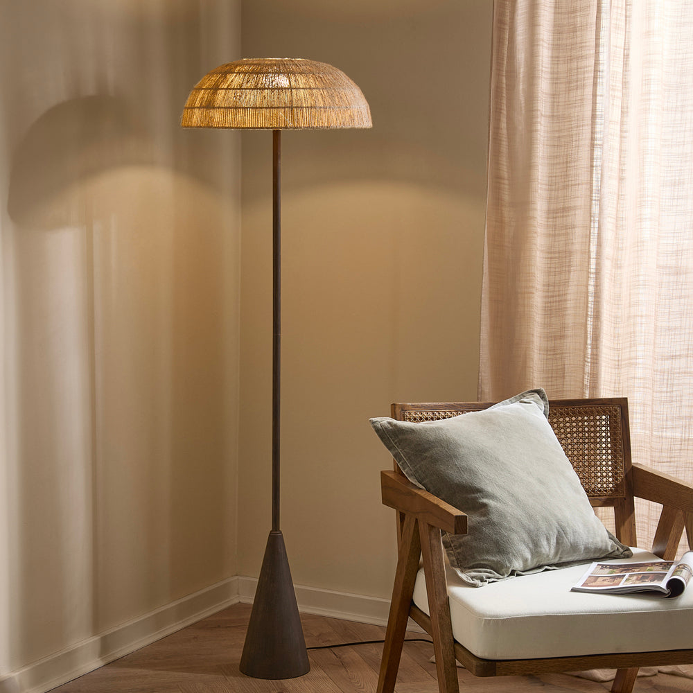 Plain Brown Lighting - Purbeck Hemp String Floor Lamp Espresso Brown Yard