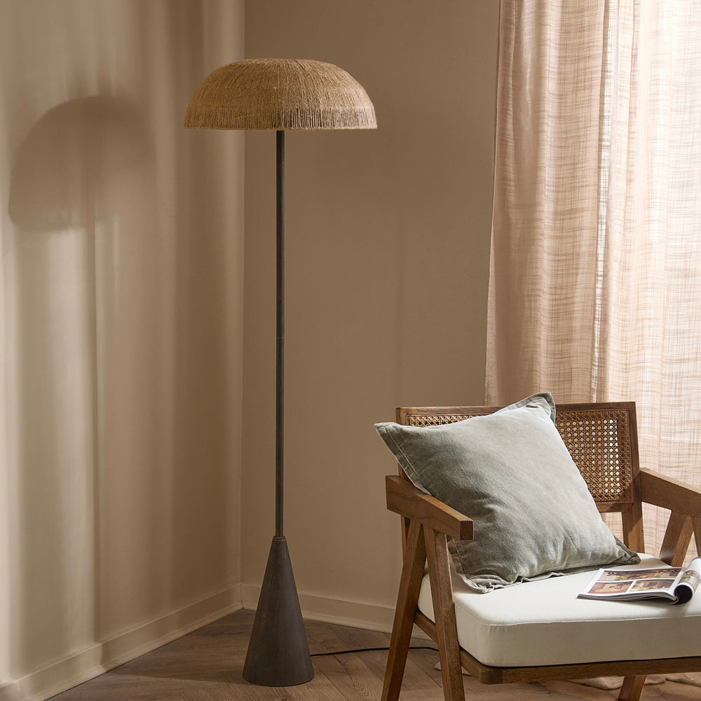 Plain Brown Lighting - Purbeck Hemp String Floor Lamp Espresso Brown Yard