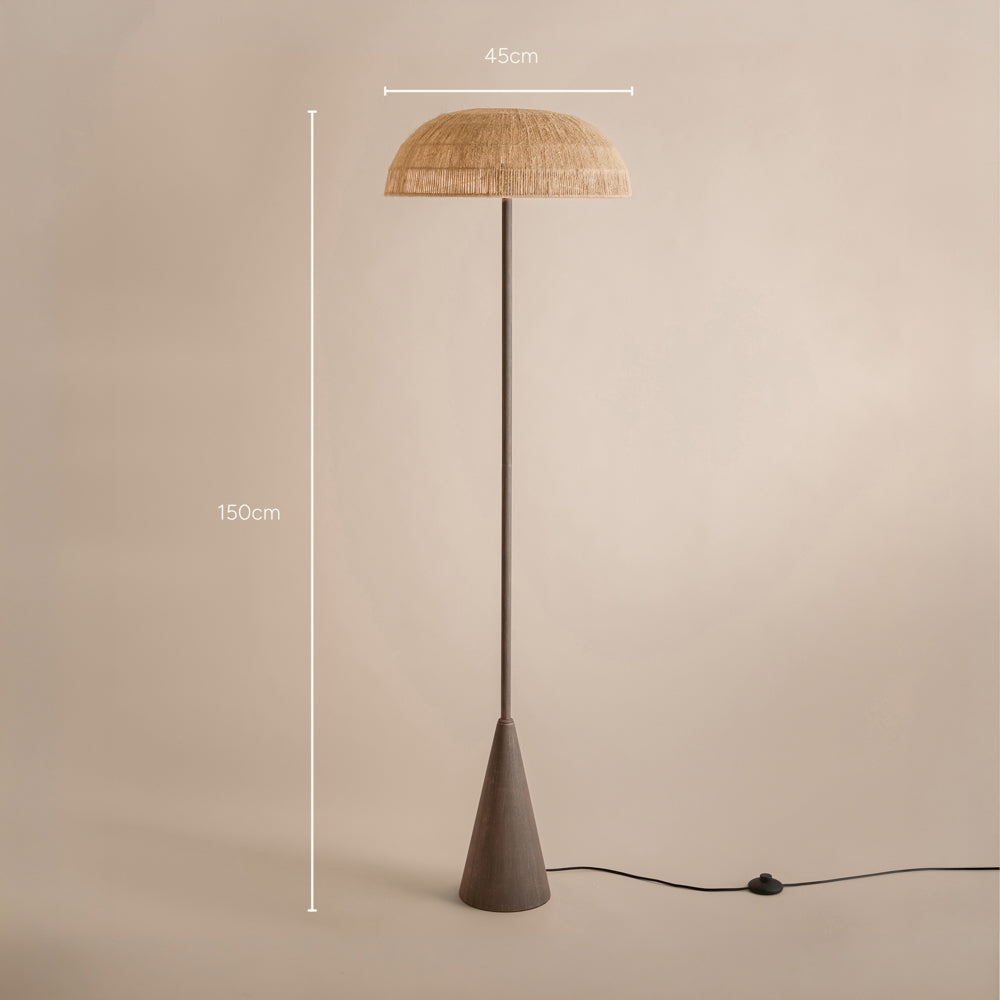 Plain Brown Lighting - Purbeck Hemp String Floor Lamp Espresso Brown Yard
