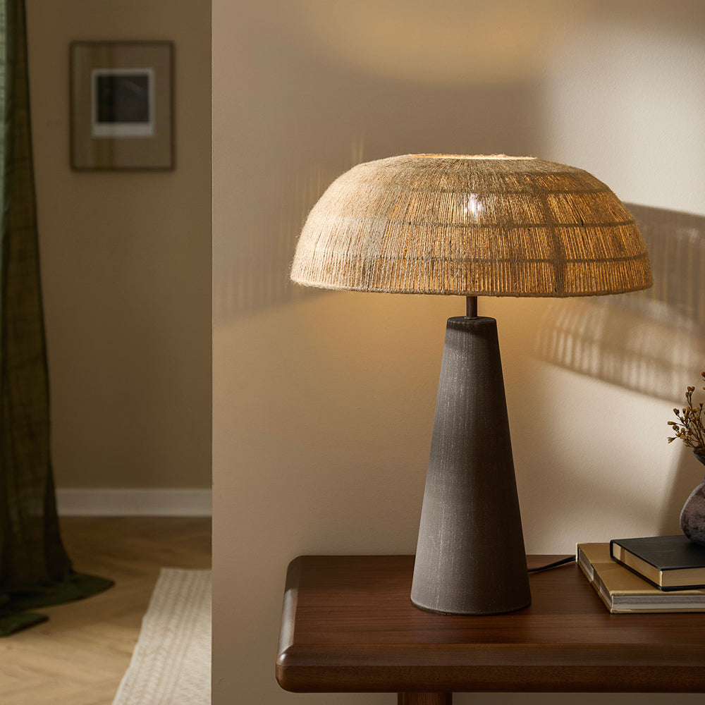 Plain Brown Lighting - Purbeck Hemp String Table Lamp Espresso Brown Yard