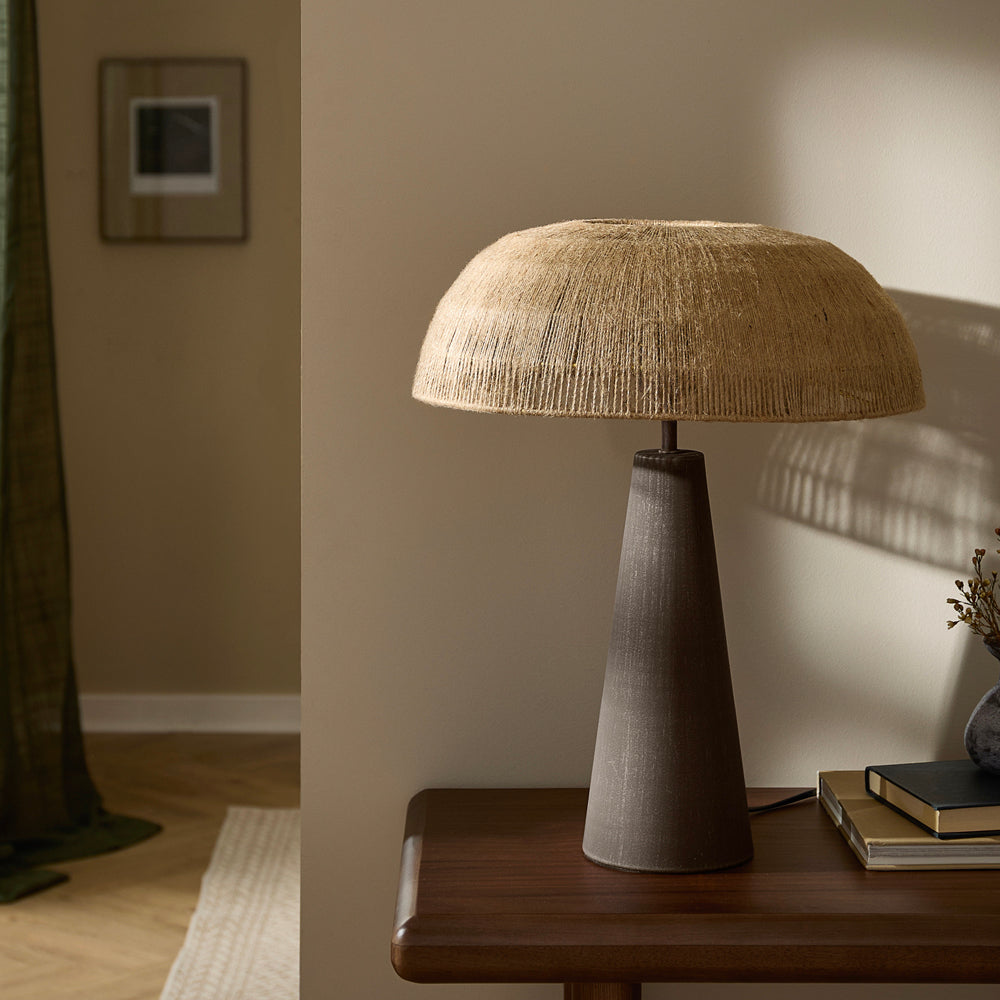 Plain Brown Lighting - Purbeck Hemp String Table Lamp Espresso Brown Yard