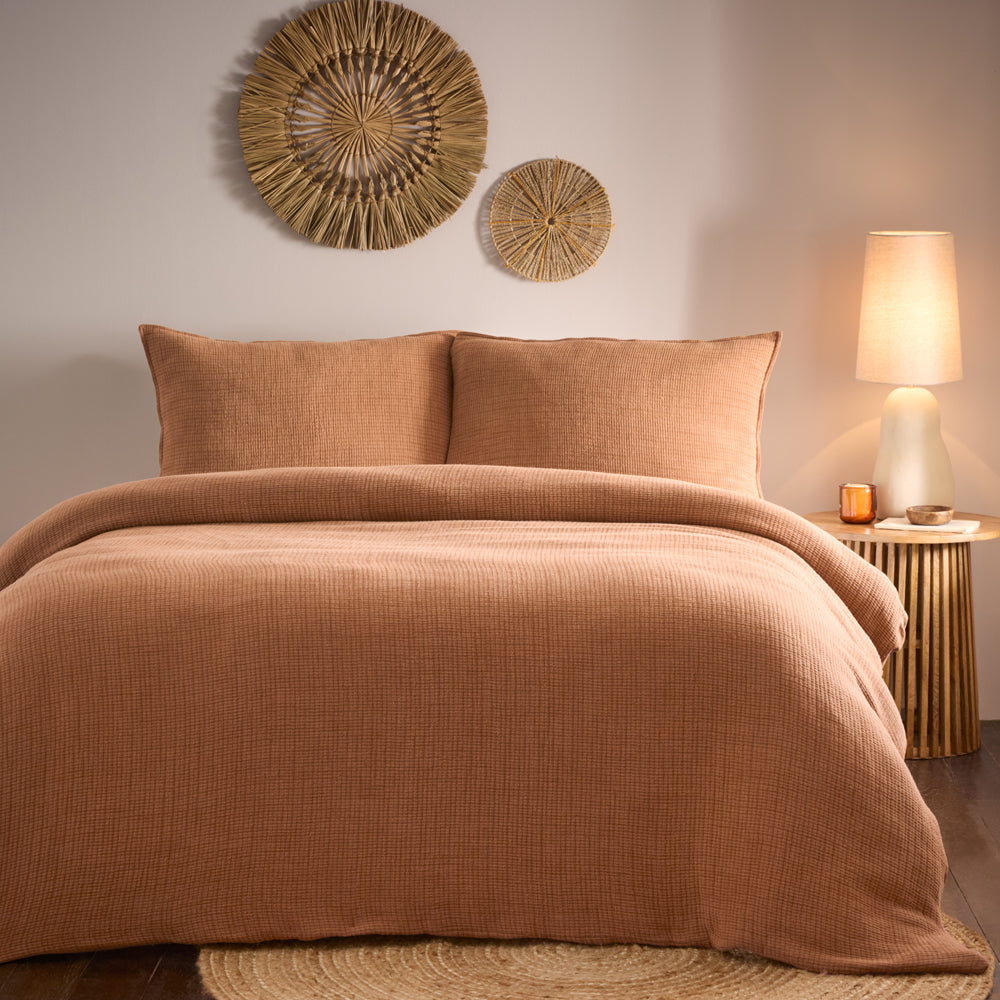 Plain Brown Bedding - Ribble Acid Washed Duvet Cover Set Pecan Yard