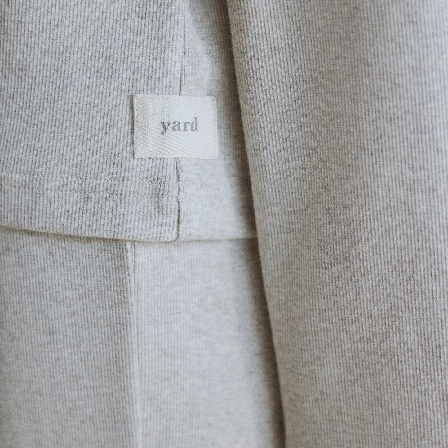 Plain Beige Ladies Loungewear - Relaxed Ribbed Cotton Rich Top Oatmeal Yard