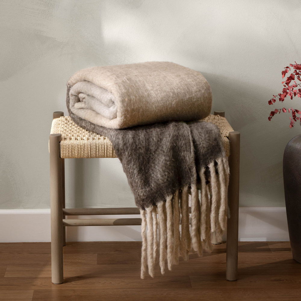 Herringbone Black Throws - Rawton Ombre  Throw Flint/Black Yard