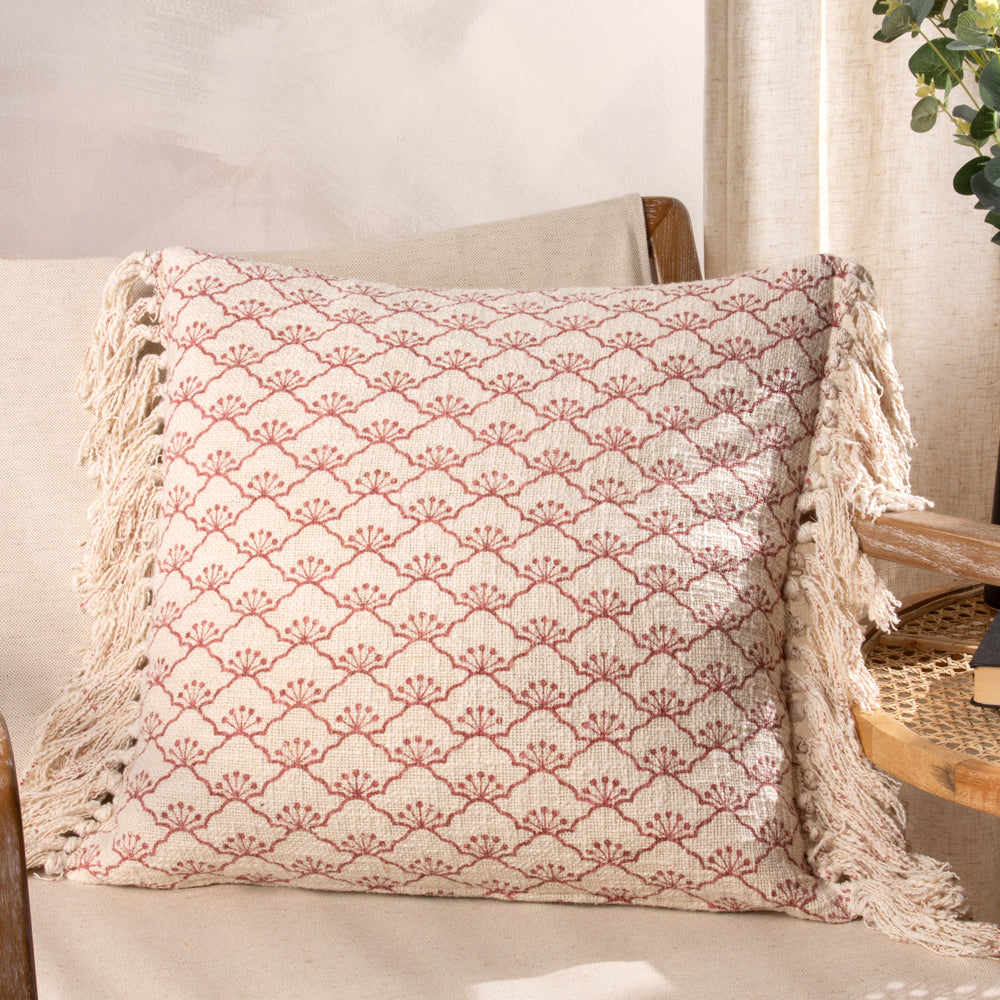 Floral Red Cushions - Saku  Cushion Cover Kilm Red Yard