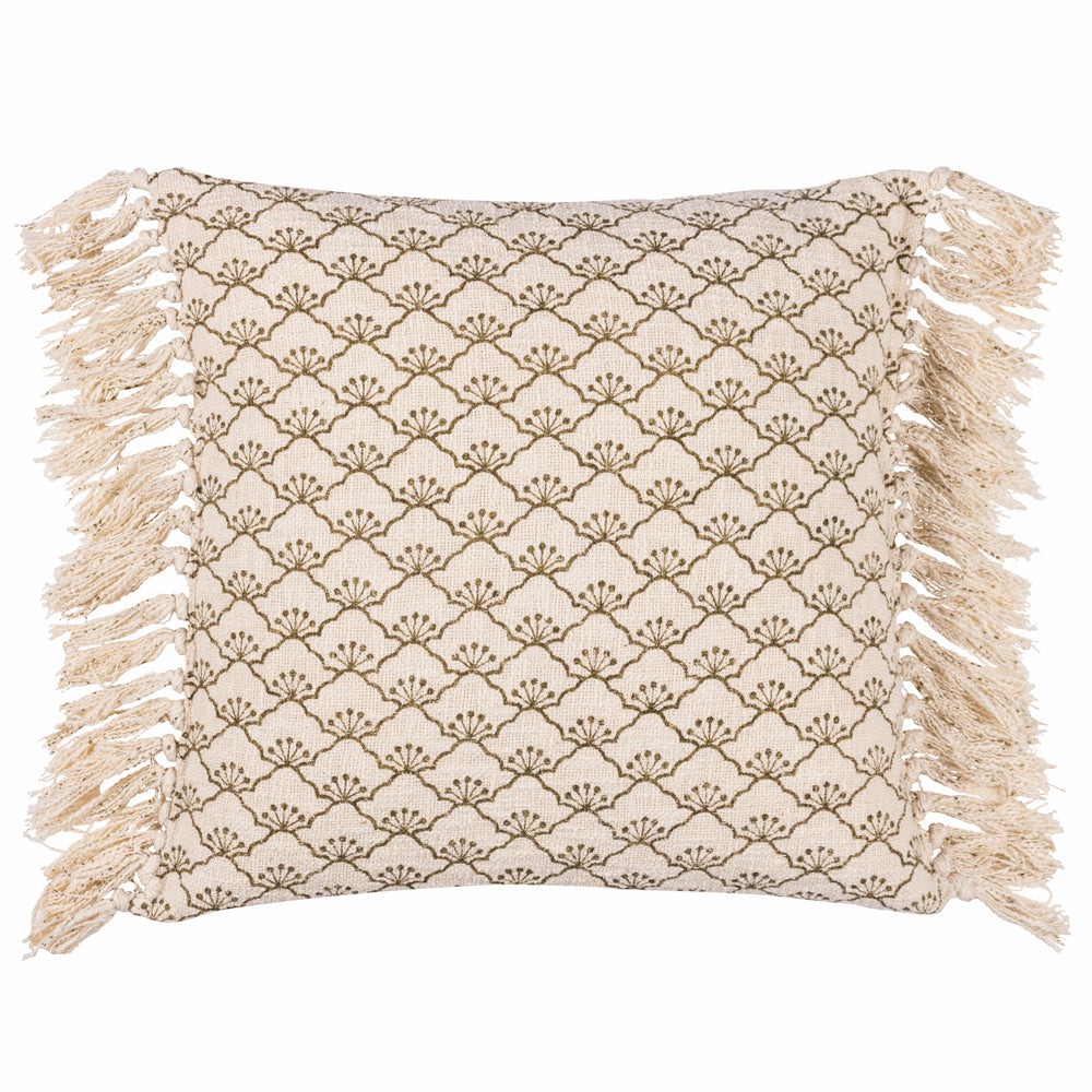 Floral Green Cushions - Saku  Cushion Cover Olive Yard