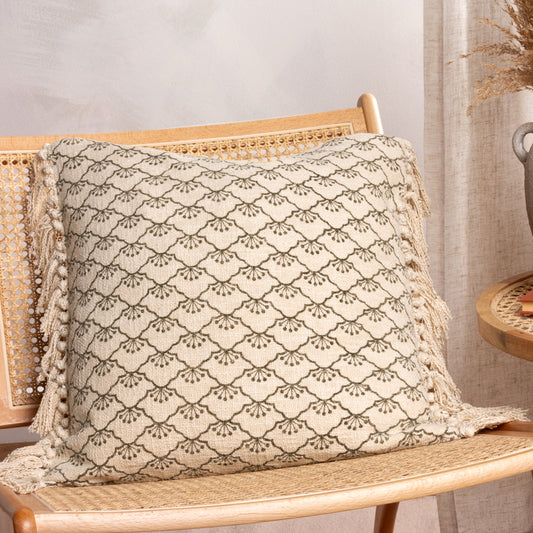 Floral Green Cushions - Saku  Cushion Cover Olive Yard