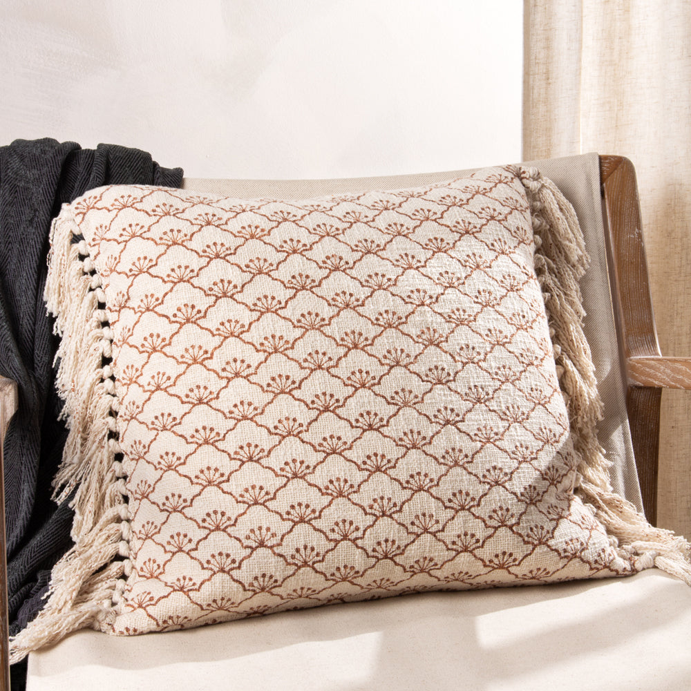 Floral Brown Cushions - Saku  Cushion Cover Pecan Yard