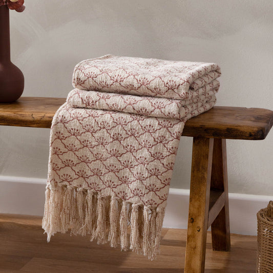Floral Red Throws - Saku  Throw Kilm Red Yard