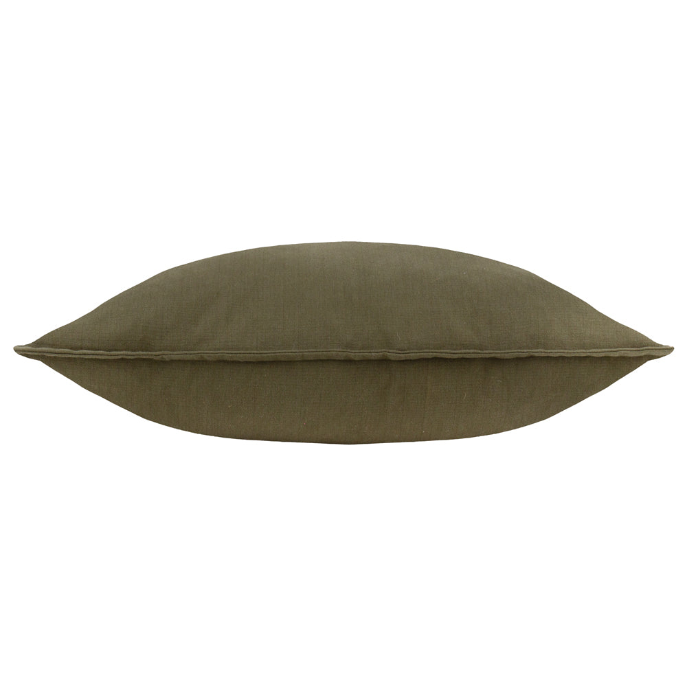 Plain Green Cushions - Slub Cotton  Polyester Filled Cushion Lichen Yard