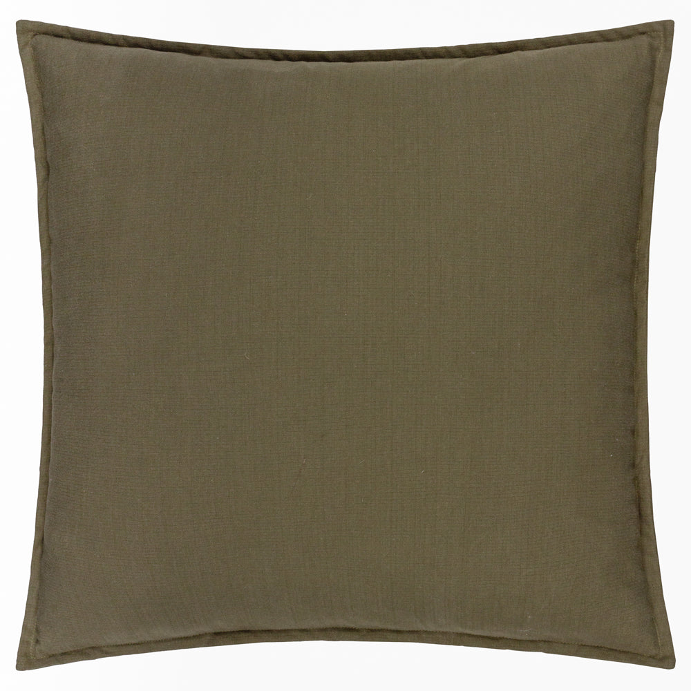 Plain Green Cushions - Slub Cotton  Polyester Filled Cushion Lichen Yard