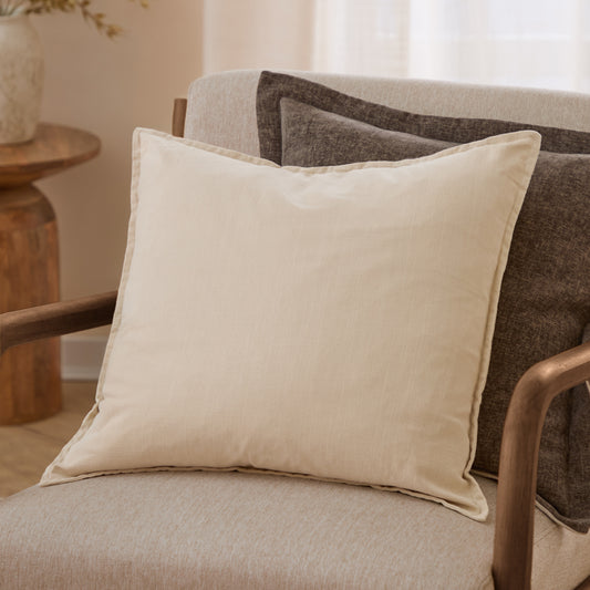 Plain Beige Cushions - Slub Cotton  Polyester Filled Cushion Linen Yard