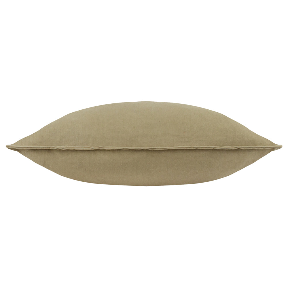 Plain Green Cushions - Slub Cotton  Polyester Filled Cushion Moss Yard