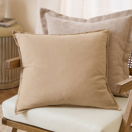 Plain Beige Cushions - Slub Cotton  Polyester Filled Cushion Natural Yard