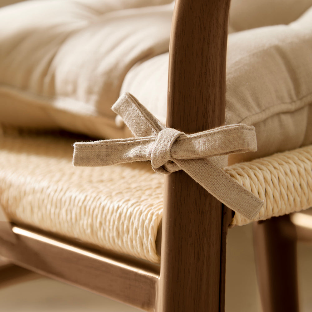 Plain Beige Cushions - Slub Cotton 2 Pack Seat Pads Linen Yard