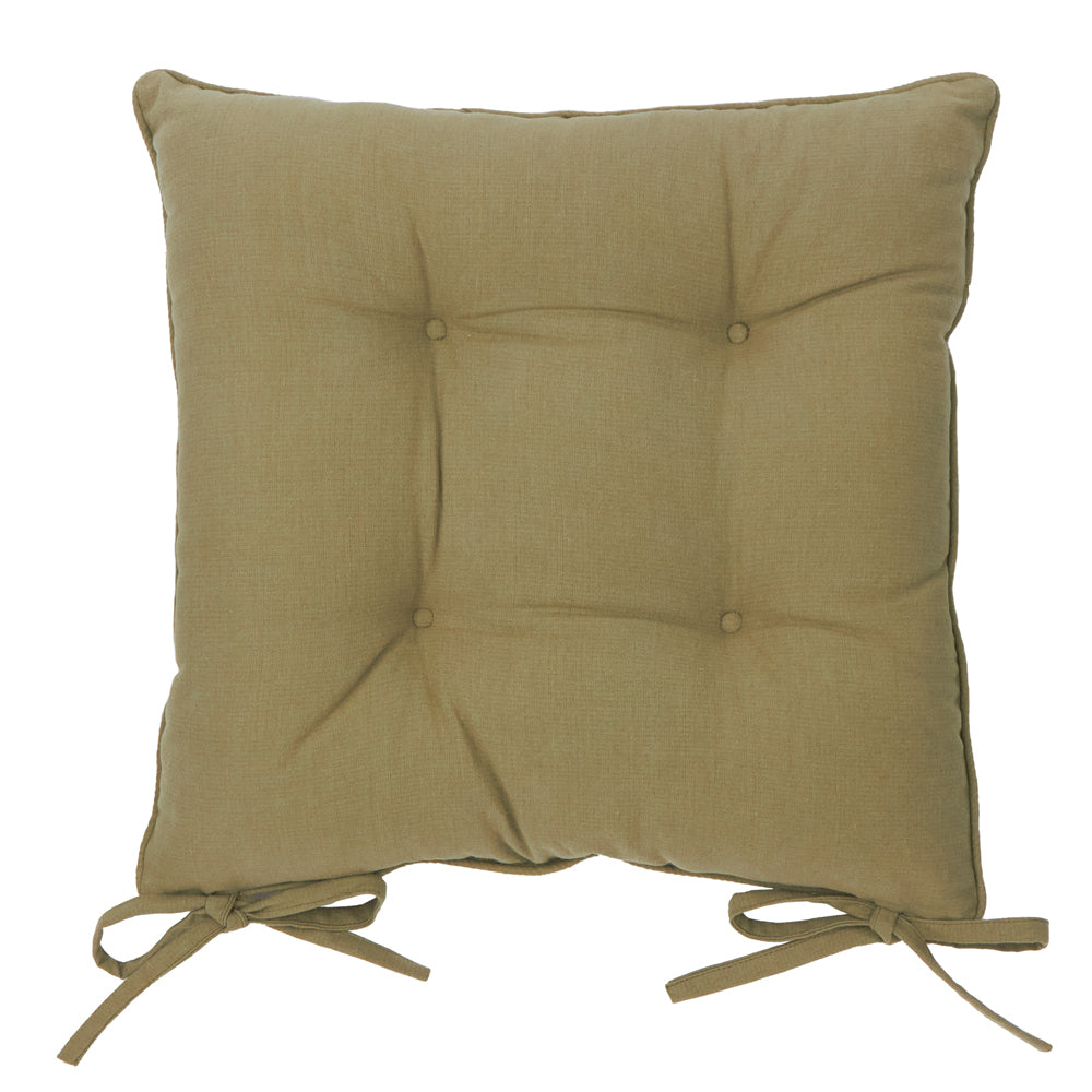Plain Green Cushions - Slub Cotton 2 Pack Seat Pads Moss Yard
