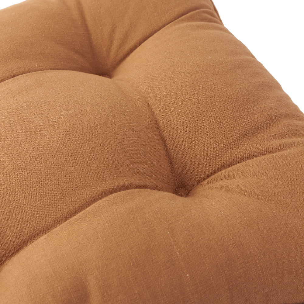 Plain Yellow Cushions - Slub Cotton 2 Pack Seat Pads Toffee Yard