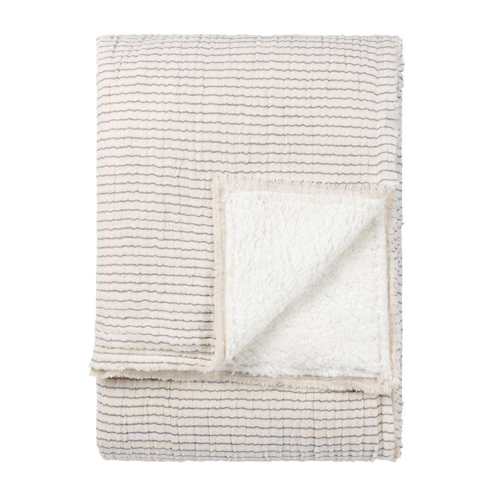 Striped Beige Throws - Skye Sherpa  Throw Natural/Ink Yard