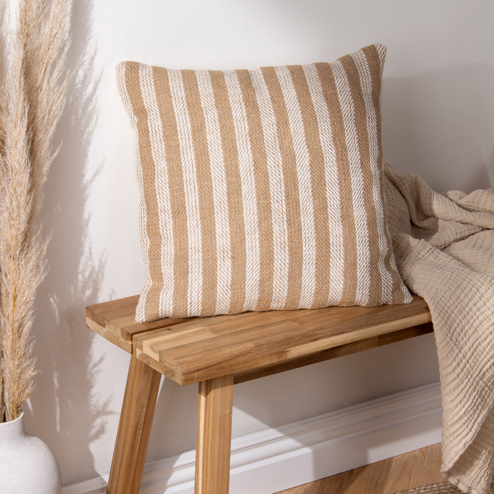 Striped Beige Cushions - Strata Stripe Cushion Cover Natural Yard