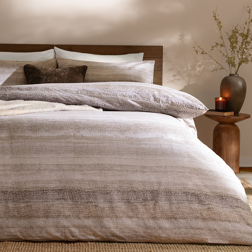 Striped Beige Bedding - Swift Brushed Cotton Duvet Cover Set Natural Yard