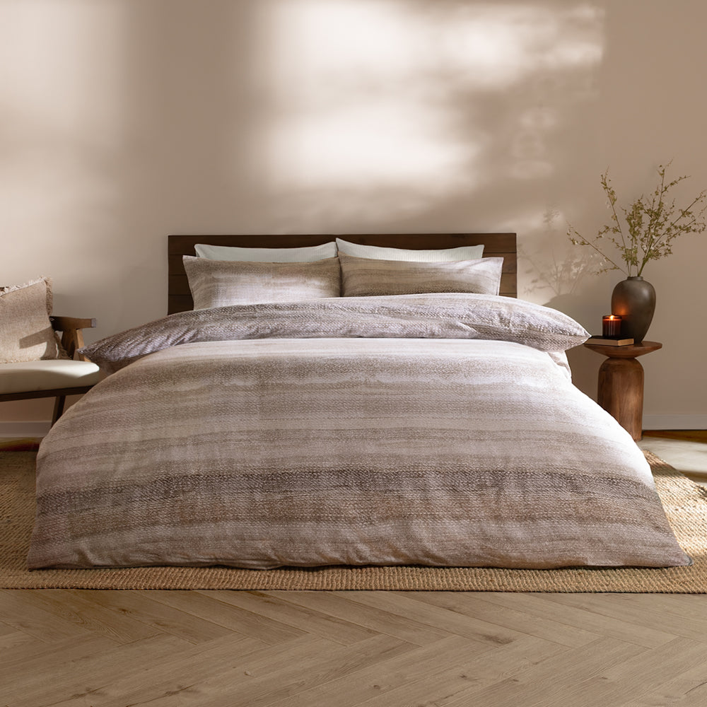 Striped Beige Bedding - Swift Brushed Cotton Duvet Cover Set Natural Yard