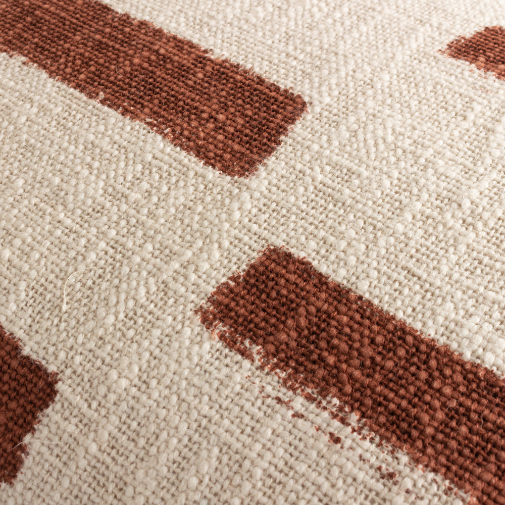 Geometric Brown Cushions - Terra New Printed Slub Cotton Cushion Cover Pecan Yard