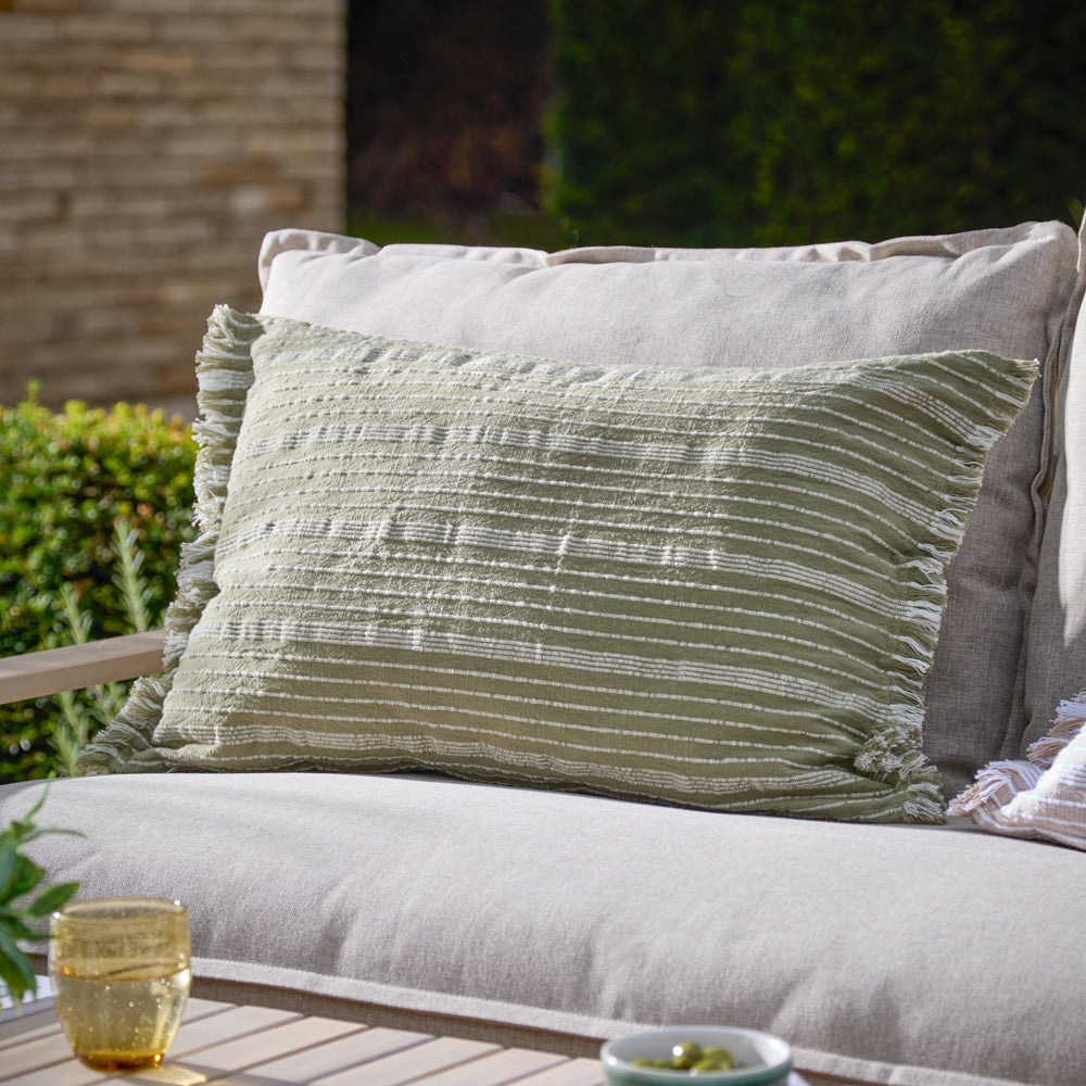 Striped Green Cushions - Tide Textured Stripe Outdoor Polyester Filled Cushion Moss Yard