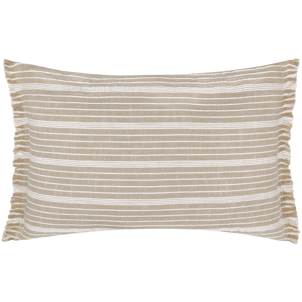 Striped Cream Cushions - Tide Textured Stripe Polyester Filled Cushion Natural Yard