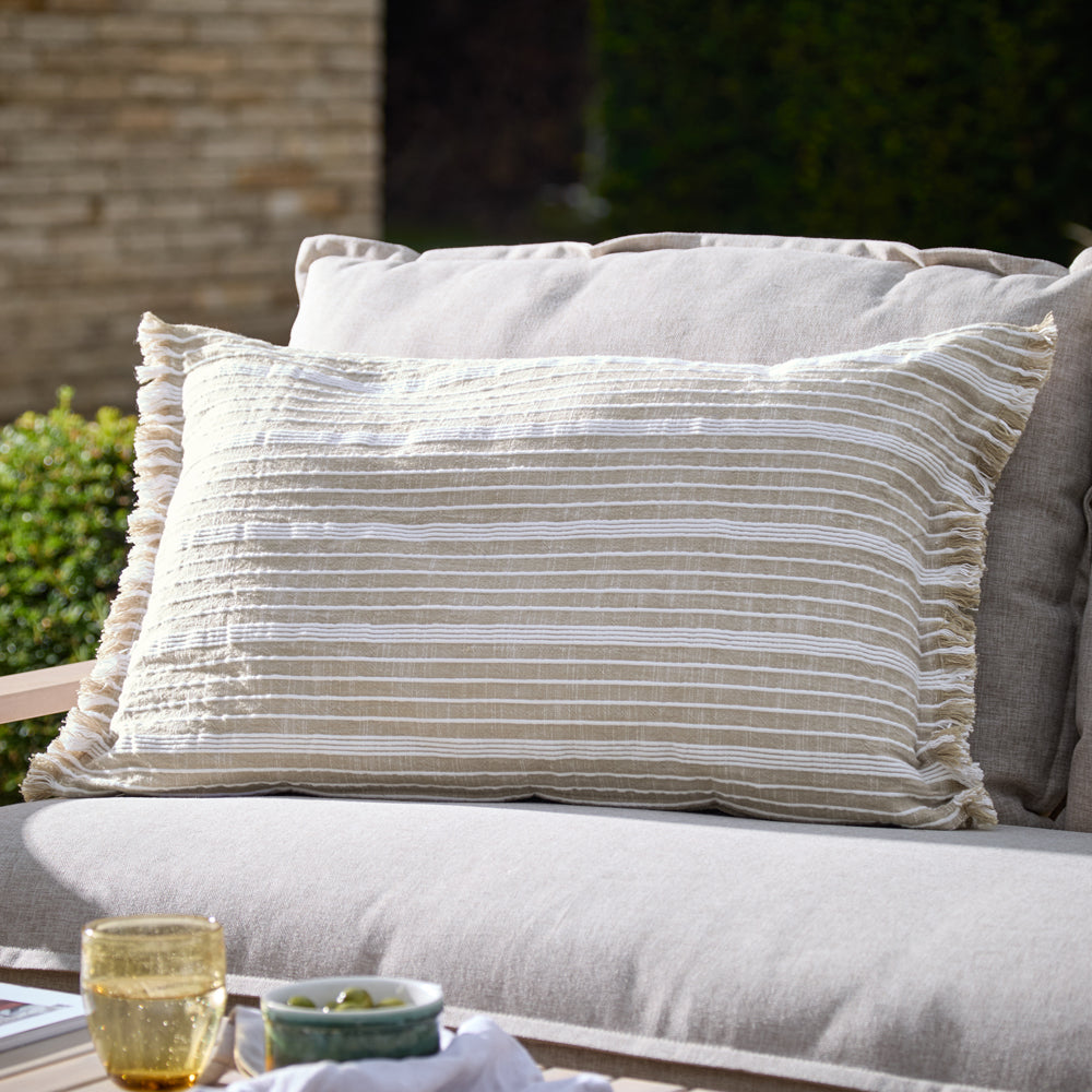 Striped Cream Cushions - Tide Textured Stripe Outdoor Polyester Filled Cushion Natural Yard