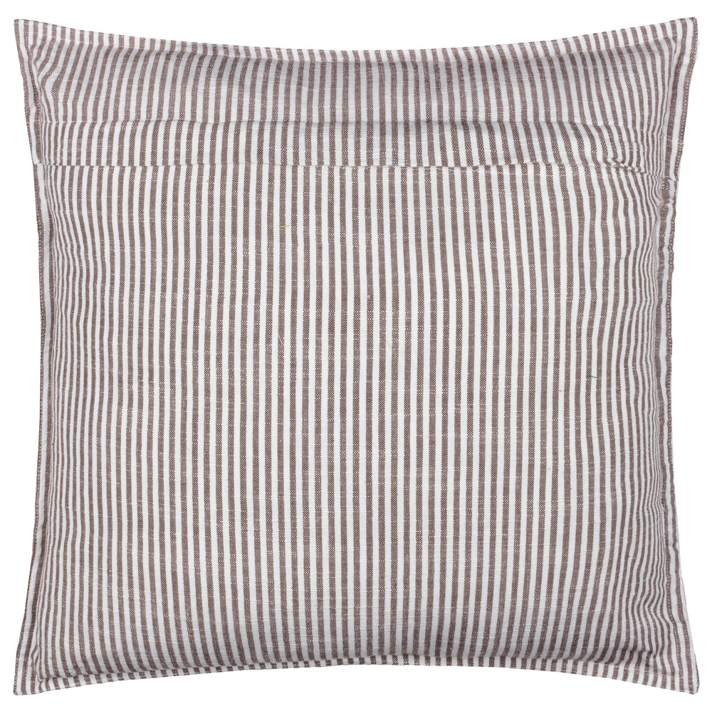 Striped Brown Cushions - Truro Striped 100% Cotton Polyester Filled Cushion Chocolate Yard