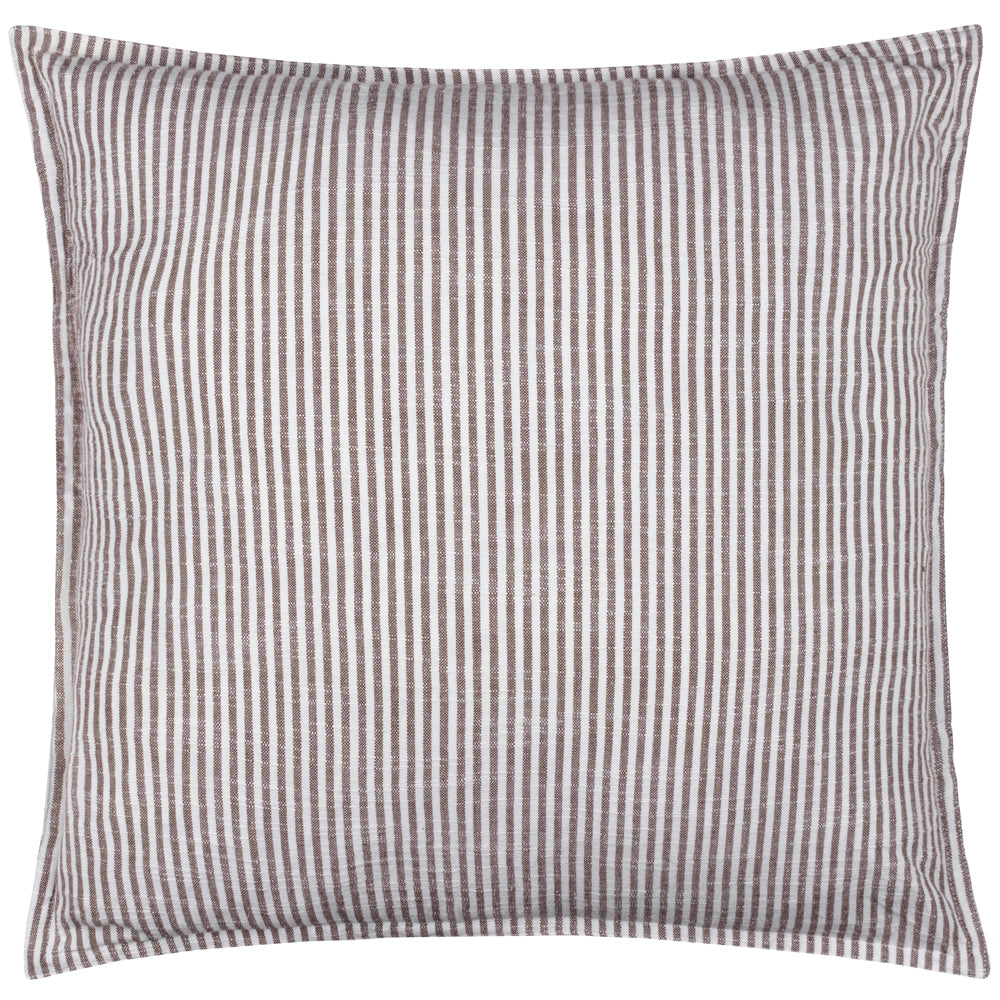 Striped Brown Cushions - Truro Striped 100% Cotton Polyester Filled Cushion Chocolate Yard