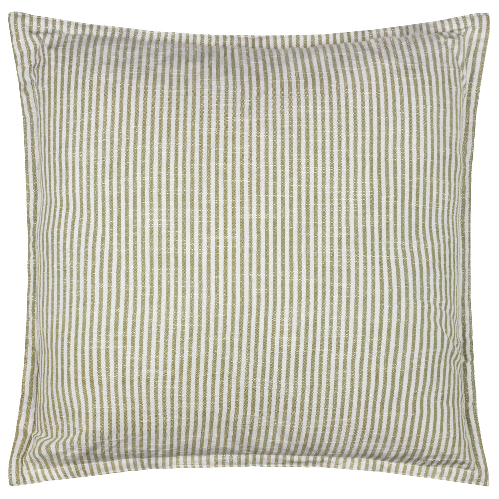 Striped Green Cushions - Truro Striped 100% Cotton Polyester Filled Cushion Moss Yard