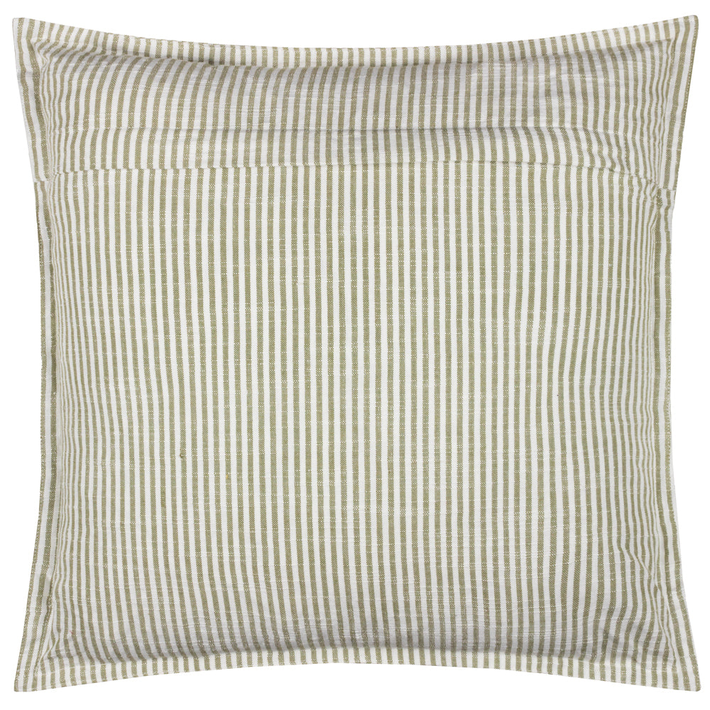 Striped Green Cushions - Truro Striped 100% Cotton Polyester Filled Cushion Moss Yard