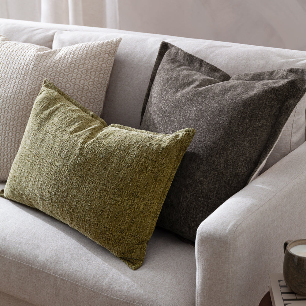 Geometric Cream Cushions - Tryfan Textured Cotton Polyester Filled Cushion Natural Yard